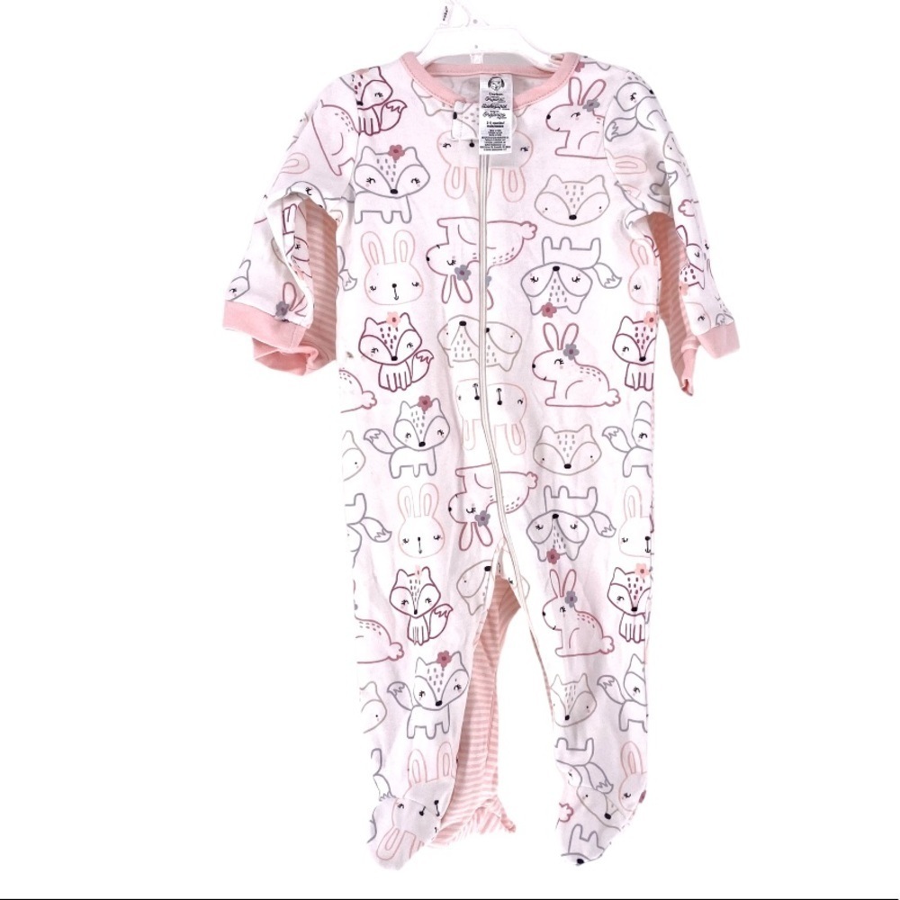 Gerber 2 Pack Baby Long Sleeve Organic Cotton Footie Pajamas - 3-6M